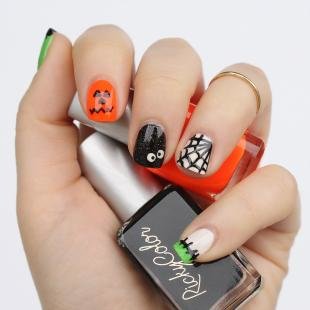 Кружевные рисунки на ногтях, модный дизайн ногтей на хэллоуин